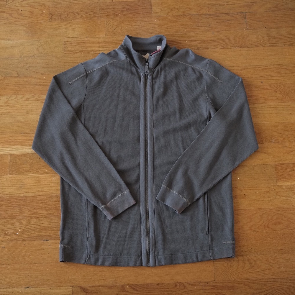 Tommy Bahama Flat Back Ribs Full Zip Mens Iron Gray Mock Neck Jacket XLT